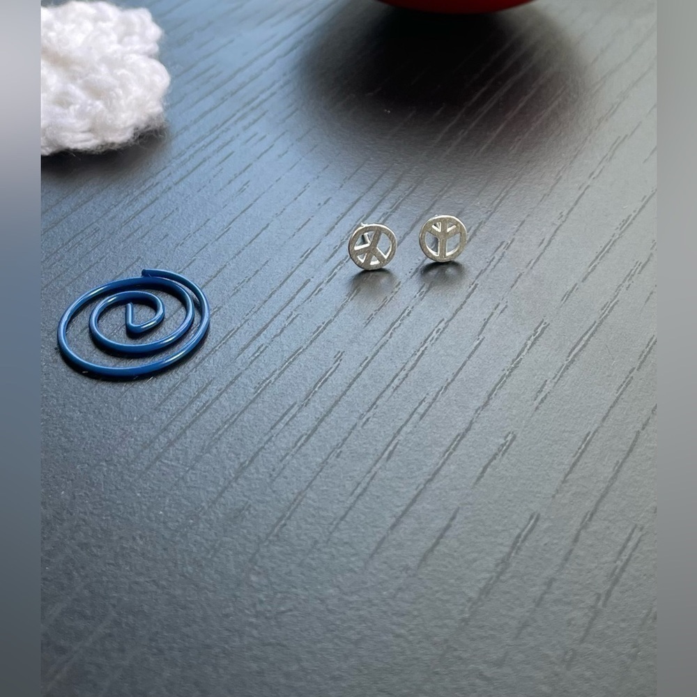 Sterling Silver Peace Sign Stud Earrings